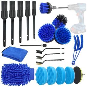 21PCS Car Detailing Brush Set, Car Detailing kit, Auto Detailing Drill Brush Set, Car Detailing Brushes, Car Wash Kit for Vehicles, Car Cleaning Tools Kit for Interior,Exterior, Wheels, Dashboard