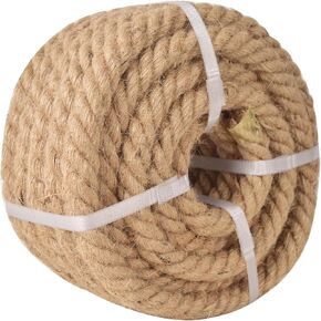 Natural 16mm Hemp Rope 3/5 Inch Twisted Rope Heavy Duty Thick Jute Rope for Swing Bed, Railing, Crafts, Docks, Tug of War, Decorating, Nautical, Landscaping, Hammock(16mm,15m)