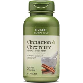 GNC Herbal Plus Cinnamon & Chromium, 60 Capsules, Supports Glucose Utilization