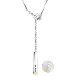 Be Kind of A Bitch Necklace Sterling Silver Square Tube Pendant with Hidden Message Strap Bar Y-Necklace Jewelry Gifts for Women (be kind of a bitch necklace)