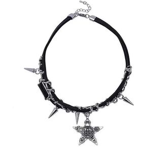 Yuoos Y2K Skull Star Vintage Necklace Punk Star Choker Rock Roll Layered Necklace for Women Men