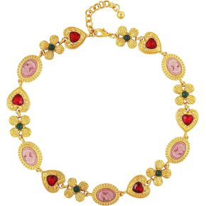 Medieval Victorian Statement Chunky Charm Necklace for Women, Byzantine Costume Jewelry for Women