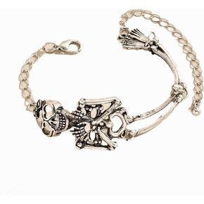 Personality Gothic Punk Skeleton bracelets, Silver Black bracelets for Men Women, skull bracelets, Punk bracelets, Gifts for Women Trendy, Christmas gifts, New year gifts