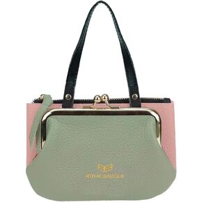 RFID Coin Purse for Women, Genuine Leather Portable Small Handbag, Fashion Casual Kiss Lock Clutch Wallet