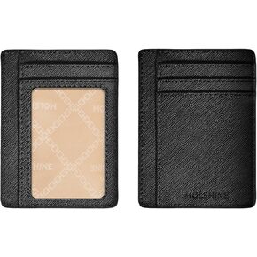 molshine Genuine Leather RFID Blocking Credit Card Holder,Slim Minimalist Pocket Wallet with ID Window for Women Men DLK0002