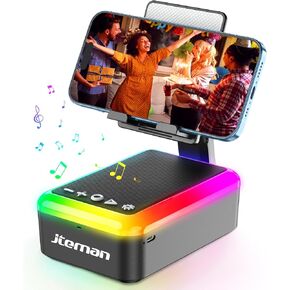 JTEMAN Gifts for Women Cell Phone Stand with Bluetooth Speaker and Light, Portable Lanyard, Cool Tech Gifts for Wife Mom Women Men, Unique Birthday Gift Ideas Pink