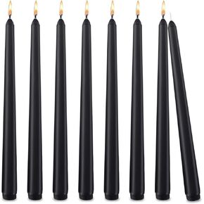 Taper Candles Black, Set of 8 Odorless and Smoke-Free 10-Inch Taper Candles, Long Burning, Paraffin Wax with Cotton Wick, Burns Approximately 7-8 Hours in Saudi Arabia