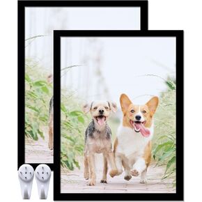 9x12 Picture Frame Set of 2, Black Photo Frames High Transparent Wall Gallery Desktop Horizontal Vertical for Canvas Collage Photo Poster Certificate 9 x 12 inches
