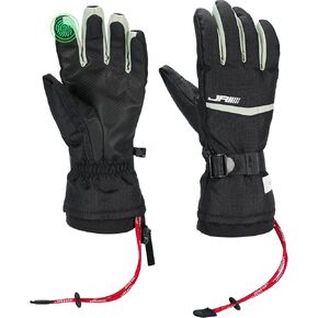 Touch Screen Ski Gloves Women & Men with Quadruple Layer Protection, Waterproof Snow Gloves Breathable & Warm, Snow Stopper Adjustable Wrist Drawstring, Anti-Lost Rope, Adjustable Wrist Strap