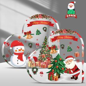 2 Pack Christmas Decorations Indoor, Christmas Decor for Table, Office Desk, Mantle, Shelf - Cute Acrylic Heart Shaped Gifts for Mom Friends Women/Girls - Holiday Home Decor