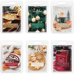 Christmas Scented Wax Melts, Soy Wax Cubes for Wax Warmer Christmas, 6 x 2.5oz