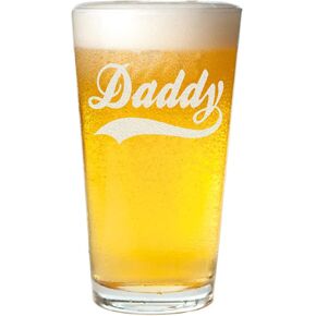 هدية عيد ميلاد مضحكة للأب من Veracco Daddy لعيد الأب للأب والجد - كوب بيرة نصف لتر - (شفاف، زجاج)