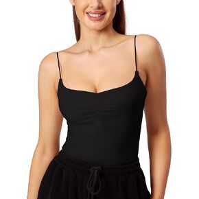 Move With You Womens Camisoles with Built in Bra Spaghetti Strap Tank Tops Scoop Neck Layer Cami Shirts