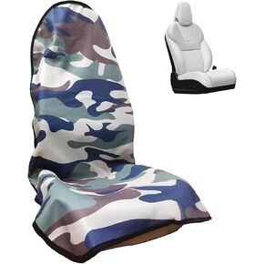 Car Seat Cover, Breathable Auto Front Seat Cushion with US Flag Leopard Shell Pattern, Anti-Slip Comfy Cute Print Front Seat Protector for SUV Sedan Truck, Car Accessories (Camouflage)