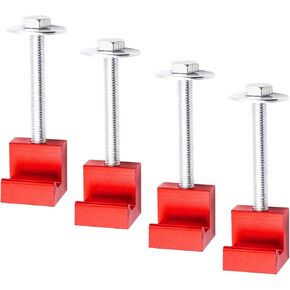 4 PCS Truck Tool Box Mounting Clamps, Aluminum Alloy J Hook Crossover Pickup Tool Box Tie Downs, J Shape Hook Heavy Duty Truck Bed Tool Box Mounting Kit, Car Accessories (Black)