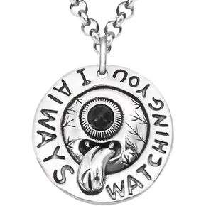 925 Sterling Silver Vintage Big Evil Eye Coin Pendant Necklace With 25" Chain