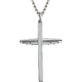 Shields of Strength Men's Stainless Steel Airplane Cross Necklace- Isaiah 40:31