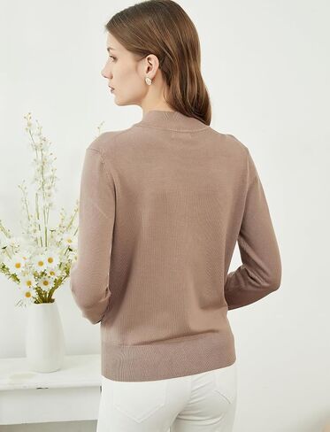 MessBebe Women's Mock Turtle Neck Sweater Slim Fit Long Sleeve Lightweight Knit Pullover Jumper Tops for Fall Winter in Saudi Arabia