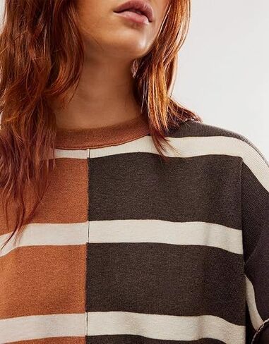 D-Sun Women's Striped Pullover Sweaters Oversized Color Block Long Sleeve Sweater Casual Knit Tops in Saudi Arabia