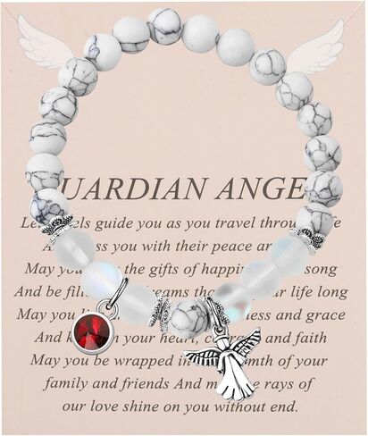 FUSTMW Guardian Angel Bracelet for Women 12 Birthstone Bracelet Guardian Angel Jewelry Birthstone Memorial Sympathy Gift in Kuwait