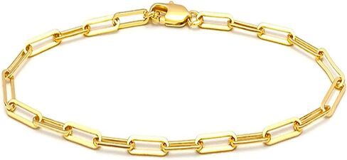 14K Gold Bracelets for Women, Waterproof Dainty Bracelets Gold Jewelry for Women Trendy Link Chain Paperclip Link Bracelet Cute Womens Valentines Day Gifts in Saudi Arabia