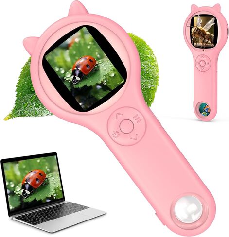 Portable Macro Microscope for Kids, 2In Pocket Digital Microscope Camera, Educational Science Toys, Built-in 8 LEDs, Christmas Birthday Gifts for Age 3 4 5 6 7 8 9 10 11 12 Girls Boys - Purple in Saudi Arabia