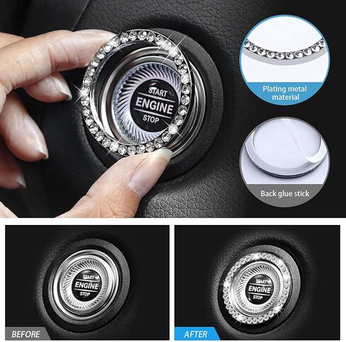 Blue Bling Accessories for Car, Bling Steering Wheel Cover for Women Girls Universal Fit 14.2-15.3 Inch, Bling Car Accessories with 2 Pack Car Coasters for Cup Holders and Push to Start Accessories in Saudi Arabia