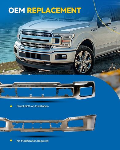 المصد الأمامي KAX متوافق مع F-150 2018 2019 2020 ممتص الصدمات البديل للسيارات FO1002430 كروم مع فتحات مستشعر مع منفذ مصباح الضباب in Saudi Arabia