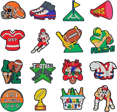Rugby Shoe Charms PVC Shoe Charms For Shoe Decoration Accessories Bulk Charms Pack Boys Girls Women Teens Kids in Saudi Arabia