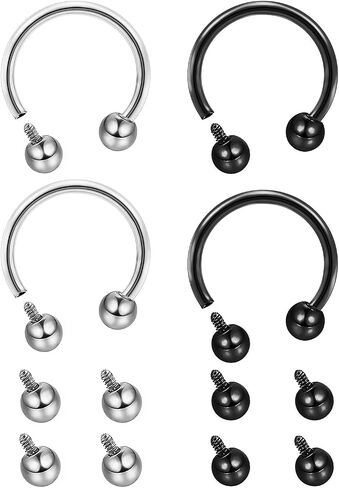 Lcolyoli 16g Septum Rings Internally Threaded Surgical Steel Septum Jewelry Lip Rings Hoop Labret Jewelry Horseshoe Earrings Daith Piercing Jewelry for Women Men in Saudi Arabia