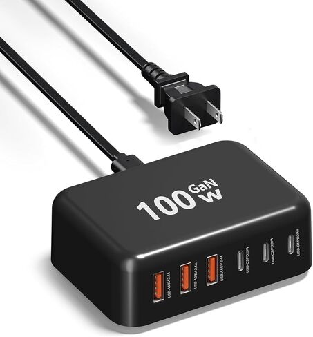 USB C شاحن سريع 100 واط جان 6 منفذ نوع USB C محطة شحن محور كتلة USB C الجدار شاحن قطاع الطاقة محول التوصيل مكعب الطوب 3 USB C 3 USB A لباد iPhone 15 14 13 12 11 Pro Max Pixel Galaxy S24 in Kuwait
