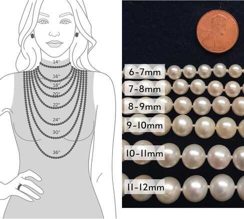 II ROUND PEARL II Real Pearl Necklace for Women Ivory Beige Cream White Pearls Jewelry Men Cultured Freshwater Sterling Silver Wedding in Saudi Arabia