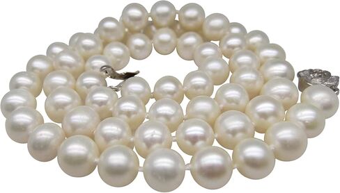 II ROUND PEARL II Real Pearl Necklace for Women Ivory Beige Cream White Pearls Jewelry Men Cultured Freshwater Sterling Silver Wedding in Saudi Arabia