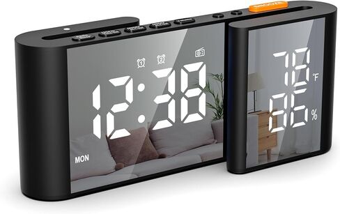 Alarm Clocks for Bedrooms, Digital Loud Radio Alarm Clock for Heavy Sleepers Adults, with Date, Month, Temperature Humidity LED Display, FM Radio, Modern Decor for Bedside, College Dorm, Bedroom in Saudi Arabia