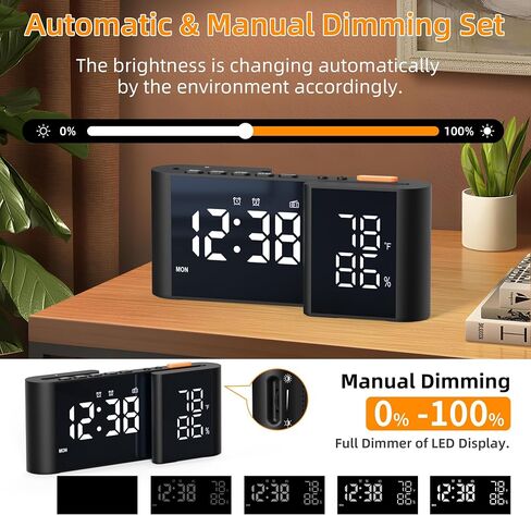 Alarm Clocks for Bedrooms, Digital Loud Radio Alarm Clock for Heavy Sleepers Adults, with Date, Month, Temperature Humidity LED Display, FM Radio, Modern Decor for Bedside, College Dorm, Bedroom in Saudi Arabia