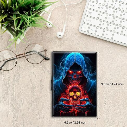 Metal Credit Card Holder, Business Card Holder Metal Rfid Card Holder Wallet for Women Men, Travel, Shopping, Outdoor, Fall Wallet Purse Gift Accessories for Ladies, Pink Flower Skull in Saudi Arabia