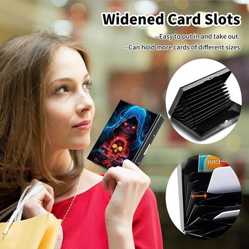 Metal Credit Card Holder, Business Card Holder Metal Rfid Card Holder Wallet for Women Men, Travel, Shopping, Outdoor, Fall Wallet Purse Gift Accessories for Ladies, Pink Flower Skull in Saudi Arabia