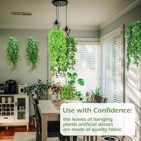 Hoteam 12 Pcs Artificial Hanging Plants Fake Ivy Vines with Fake Leaves for Living Room Decor Indoor Outdoor Decorations for Patio Artificial Plants Greenery for House Wall, No Basket (Assorted) in Kuwait