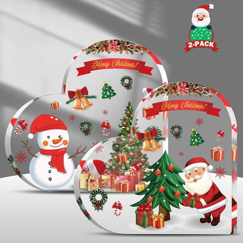 2 Pack Christmas Decorations Indoor, Christmas Decor for Table, Office Desk, Mantle, Shelf - Cute Acrylic Heart Shaped Gifts for Mom Friends Women/Girls - Holiday Home Decor in Saudi Arabia