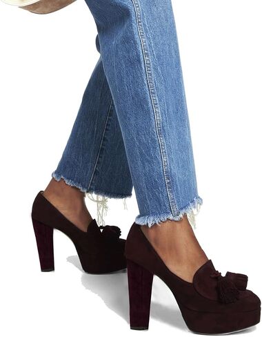 SHODENSE Women Vintage Chunky Platform Loafers Pumps Tassel Round Closed Toe Slip On Suede Block High Heel Dress Loafer Shoes Buckle Strap Oxford Loafers Fringe Pump Dressy Chic Sexy Y2k 4-11 M US in Kuwait