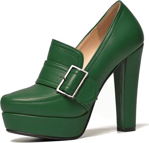 SHODENSE Women Vintage Chunky Platform Loafers Pumps Tassel Round Closed Toe Slip On Suede Block High Heel Dress Loafer Shoes Buckle Strap Oxford Loafers Fringe Pump Dressy Chic Sexy Y2k 4-11 M US in Kuwait