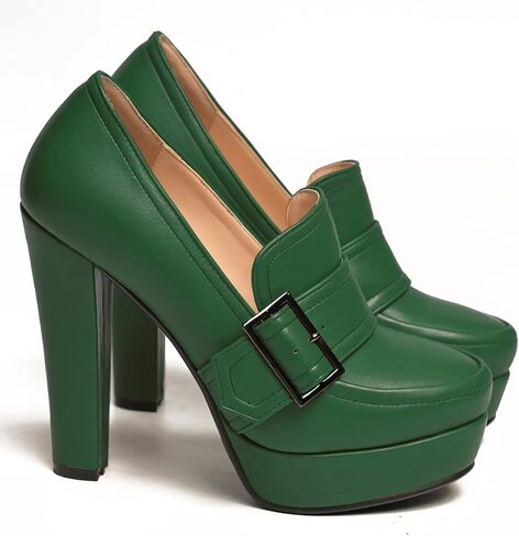 SHODENSE Women Vintage Chunky Platform Loafers Pumps Tassel Round Closed Toe Slip On Suede Block High Heel Dress Loafer Shoes Buckle Strap Oxford Loafers Fringe Pump Dressy Chic Sexy Y2k 4-11 M US in Kuwait