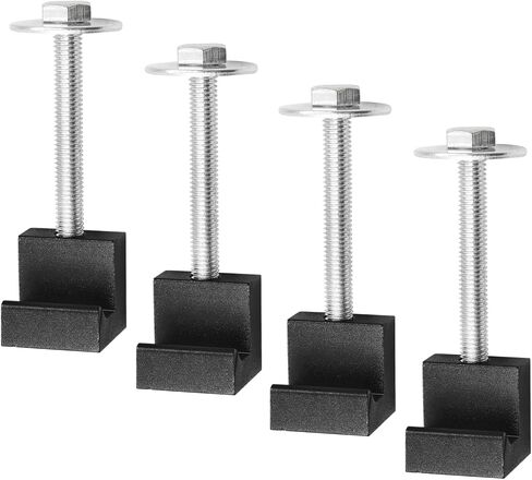 4 PCS Truck Tool Box Mounting Clamps, Aluminum Alloy J Hook Crossover Pickup Tool Box Tie Downs, J Shape Hook Heavy Duty Truck Bed Tool Box Mounting Kit, Car Accessories (Black) in Saudi Arabia