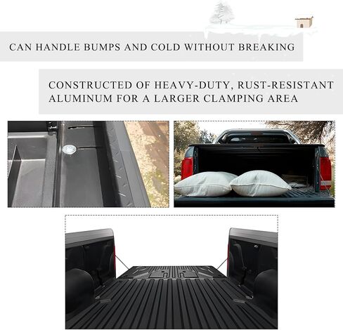 4 PCS Truck Tool Box Mounting Clamps, Aluminum Alloy J Hook Crossover Pickup Tool Box Tie Downs, J Shape Hook Heavy Duty Truck Bed Tool Box Mounting Kit, Car Accessories (Black) in Saudi Arabia