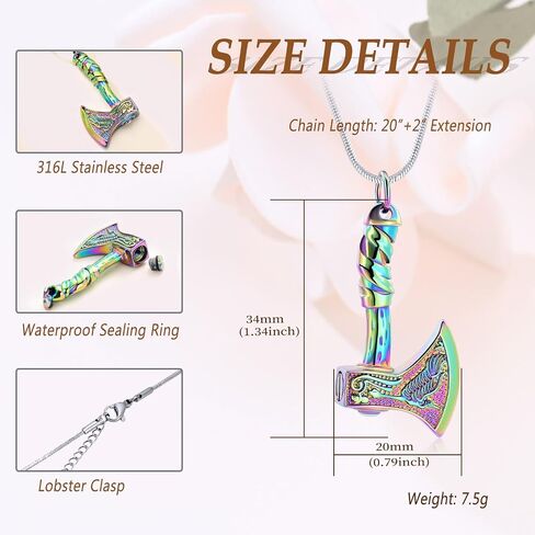 Thor Axe Cremation Jewelry for Ashes for Women Men Viking Jewelry Memorial Pendant Urn Necklace for Loved One Ashes Holder in Saudi Arabia
