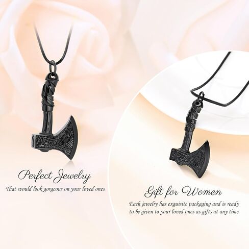 Thor Axe Cremation Jewelry for Ashes for Women Men Viking Jewelry Memorial Pendant Urn Necklace for Loved One Ashes Holder in Saudi Arabia