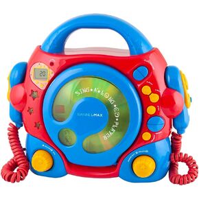 HANNLOMAX HX-335CD CD Player with Dual Sing-A-Long Mic (Red/Blue)