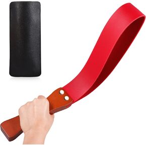 19 INCH Riding Crop for Horses, Leather Paddle Horse Whip with Equestrianism Horse Crop Double Slapper Black/Red Crops for Equestrian Sports