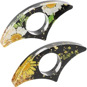 Dried Flower Book Holder, 2 Pieces Handmade Thumb Book Page Holder Resin Reading Accessories Ring Book Opener Floral Bookmark for Teachers Book Lovers