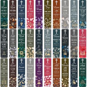 120 Pieces Bible Verses Bookmarks with Hollow Cross Christian Bookmarks for Fathers Day Church Gifts Inspirational Book Markers Religious Bookmarks Gifts Reading Reward Scripture, 30 Style